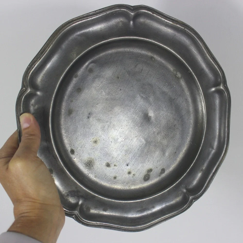 Antique Pewter Plate 10.5” Tray or Dish Drinks, Food Styling, Photography Prop - Picture 8 of 8
